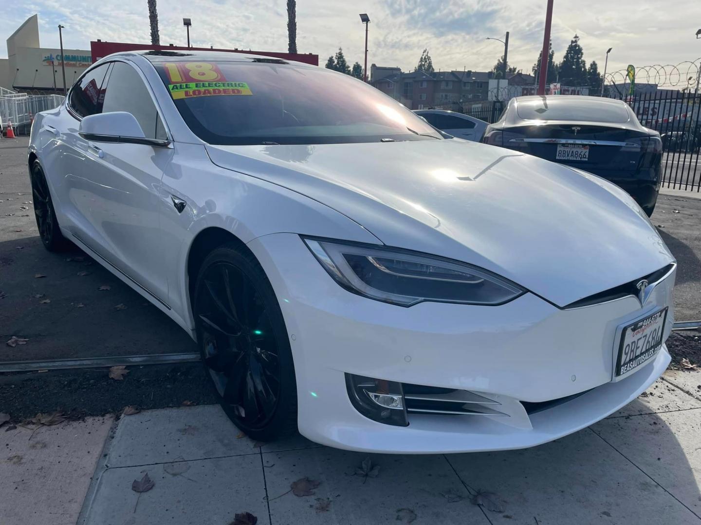 2018 WHITE /White Gold Tesla Model S (5YJSA1E23JF) , located at 744 E Miner Ave, Stockton, CA, 95202, (209) 944-5770, 37.956863, -121.282082 - Photo#0